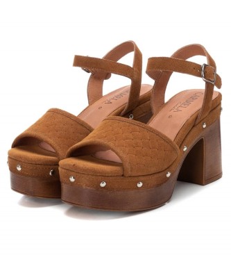 Carmela Leren sandalen 160623 bruin -Hakhoogte 10cm