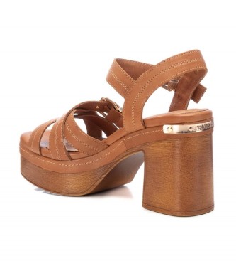 Carmela Leren sandalen 160718 bruin -Hakhoogte 10cm