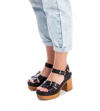 Carmela Skórzane sandały 160718 czarne -Wysokość obcasa 10cm