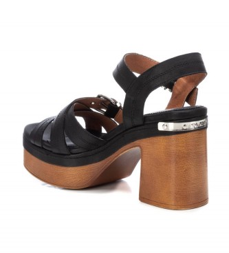 Carmela Lder sandaler 160718 sort -Hlhjde 10cm