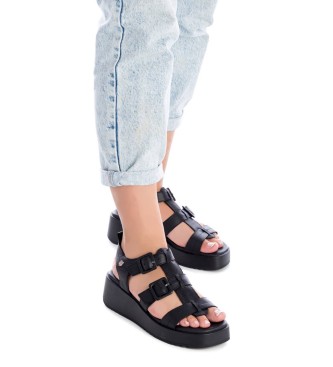 Carmela Usnjeni sandali 160833 črni -Višina platforme 5 cm
