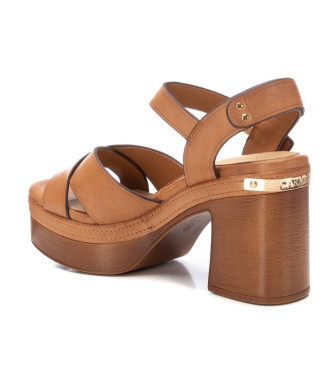 Carmela Leren sandalen 161380 bruin -Helhoogte 10cm