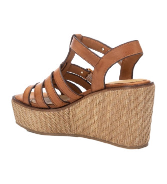 Carmela Leather wedge sandals 161388 brown