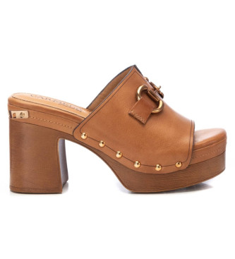 Carmela Leren sandalen 161479 bruin -Helhoogte 10cm
