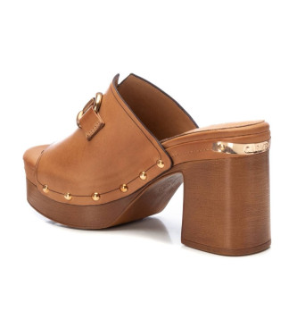 Carmela Leren sandalen 161479 bruin -Helhoogte 10cm