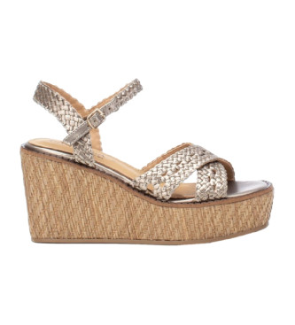 Carmela Leather sandals with wedge 161484 grey -height of the wedge: 9cm