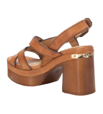 Carmela Usnjeni sandali 161542 rjave barve - višina pete: 10 cm
