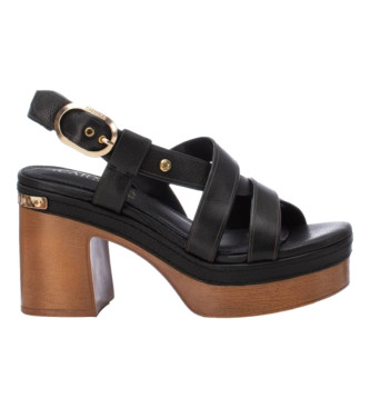 Carmela Leren sandalen 161542 zwart -hielhoogte: 10cm