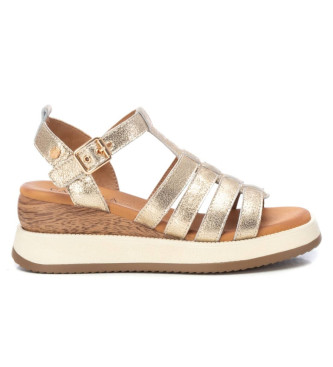Carmela Leather sandals 161609 gold -Height 6cm wedge