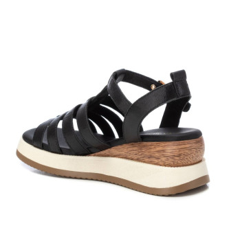 Carmela Leren sandalen 161609 zwart -Hoogte 6cm sleehak
