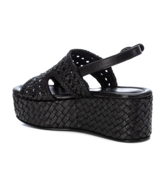 Carmela Leren sandalen 161636 zwart -Hoogte 7cm sleehak