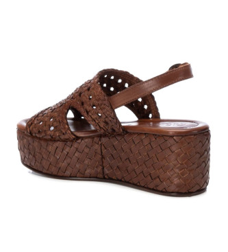 Carmela Lder sandaler 161636 brun -Hjde 7cm kile