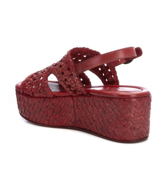 Carmela Usnjene sandale 161636 maroon -Višina 7 cm kline