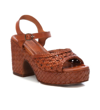 Carmela Skórzane sandały 161637 brązowe -Wysokość obcasa 10cm