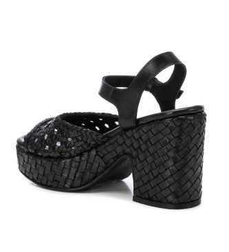 Carmela Leren sandalen 161637 zwart -Helhoogte 10cm