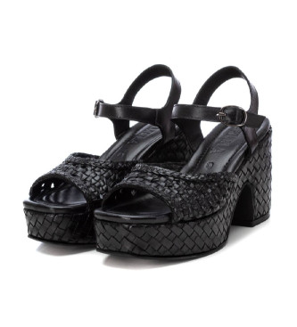 Carmela Leren sandalen 161637 zwart -Helhoogte 10cm