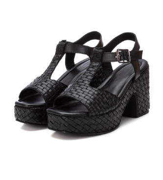 Carmela Sandlias em pele 162405 preto