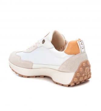 Carmela Lder Sneakers 160664 Hvid, Taupe