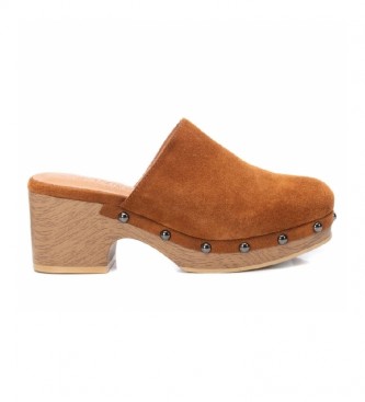 Carmela Leather clogs 068610 camel -Height heel 7 cm