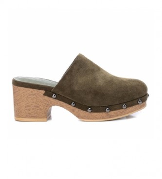 Carmela Leather clogs 068610 khaki -Height heel 7 cm