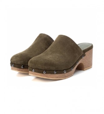 Carmela Leather clogs 068610 khaki -Height heel 7 cm