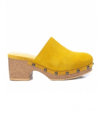 Carmela Leather clogs 068610 yellow -Height: 7cm
