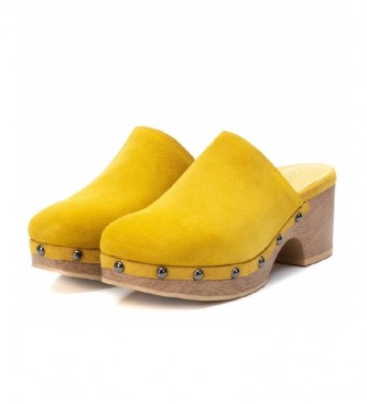 Carmela Leather clogs 068610 yellow -Height: 7cm