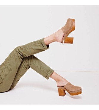 Carmela Sabots en cuir 160570 taupe -Hauteur du talon 10cm