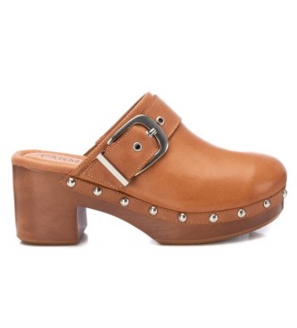 Carmela Brown leather clogs 160744 -Heel height 7cm