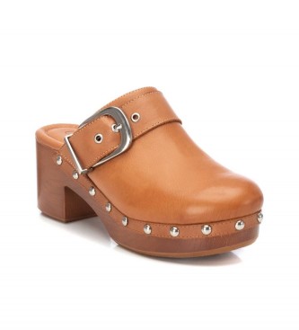 Carmela Brown leather clogs 160744 -Heel height 7cm