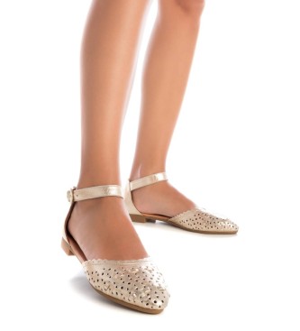 Carmela Ballerina pumps i lder 161580 guld