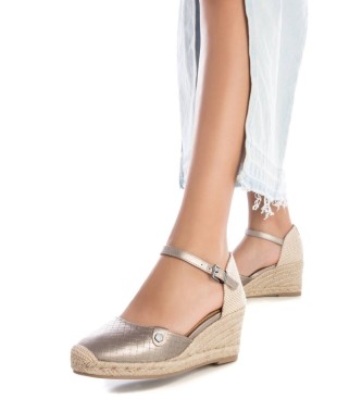 Carmela Leren sandalen 161617 grijs -Hoogte 7cm sleehak