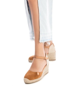 Carmela Leren sandalen 161618 bruin -Hoogte 7cm sleehak