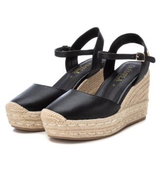 Carmela Leather Sandals 161626 black -Height wedge 9cm