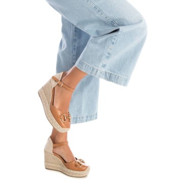 Carmela Leren sandalen 161627 bruin -Hoogte sleehak 9cm