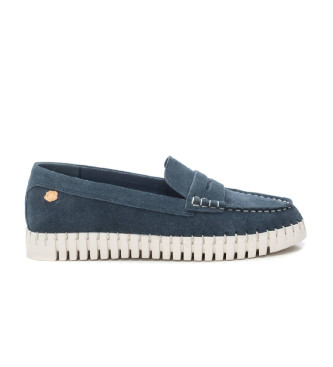 Carmela Leren mocassins 162324 blauw