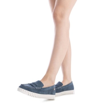 Carmela Leren mocassins 162324 blauw