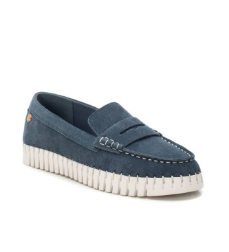 Carmela Leren mocassins 162324 blauw