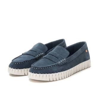 Carmela Leren mocassins 162324 blauw