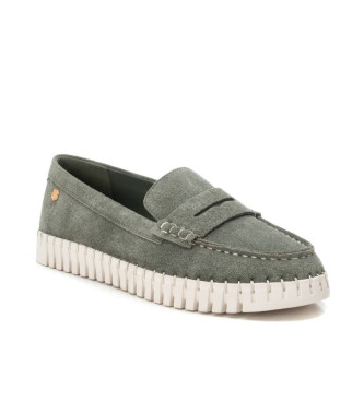 Carmela Leren mocassins 162324 groen