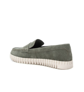 Carmela Leren mocassins 162324 groen