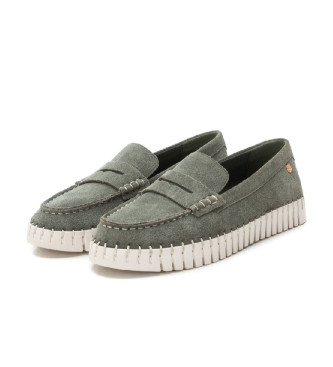 Carmela Leren mocassins 162324 groen