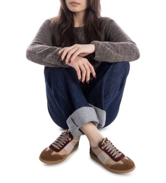 Carmela Leren sneakers 162640 beige