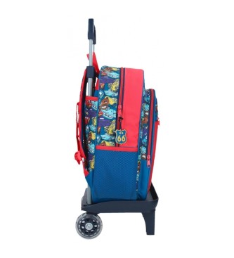 Joumma Bags Cars RD Trip 38 cm schoolrugzak met trolley rood
