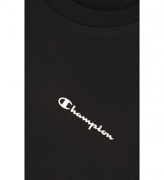 Champion T-Shirt de malha preta com logotipo pequeno