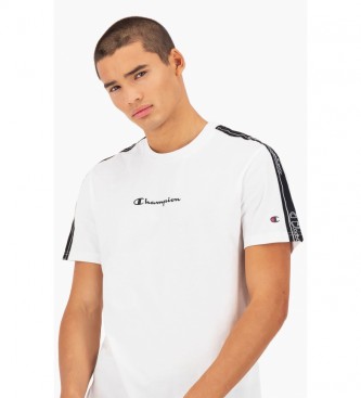Champion T-shirt in jersey jacquard bianco con nastro con logo