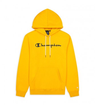 Champion Hooded Sweatshirt Hooded Script Logo Cotton Terry yellow