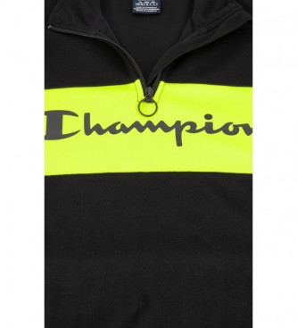 Champion Felpa con mezza zip a blocchi di colore nero, giallo