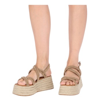 Chika10 Arial 01 taupe sandaler -7cm plateauhjde