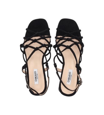 Chika10 Noelia 09 Black Sandals - Height heel 6.5cm
